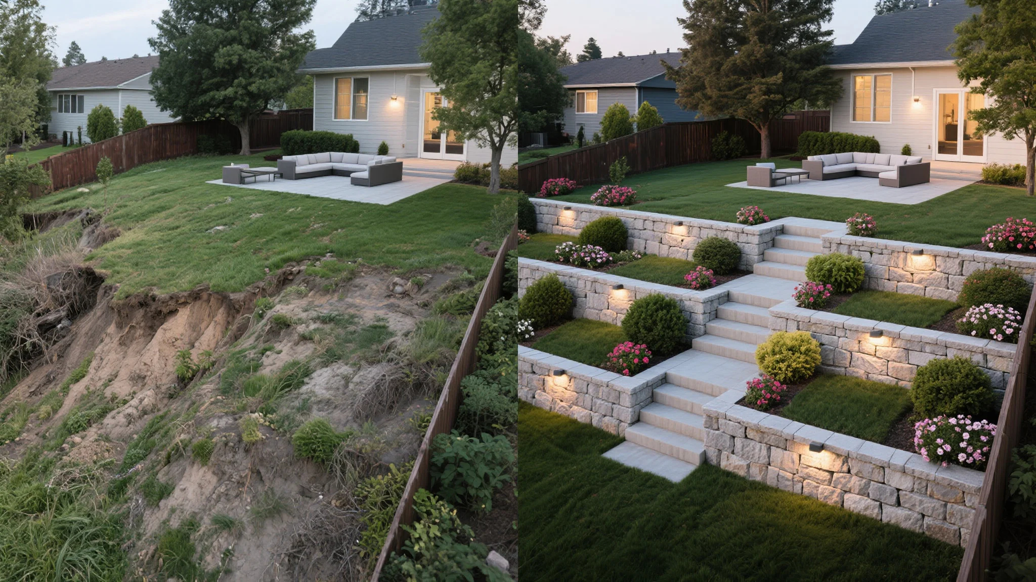 Retaining Walls - Before and After
