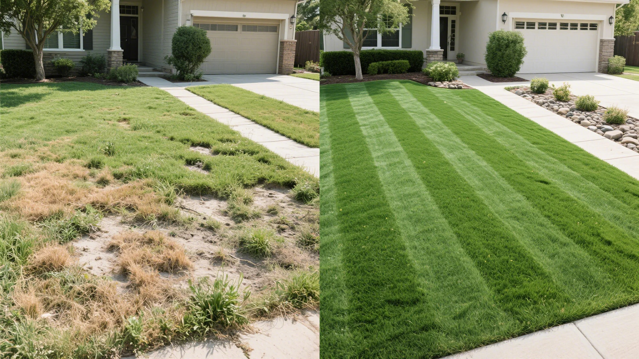 Lawn Renovation - Before and After